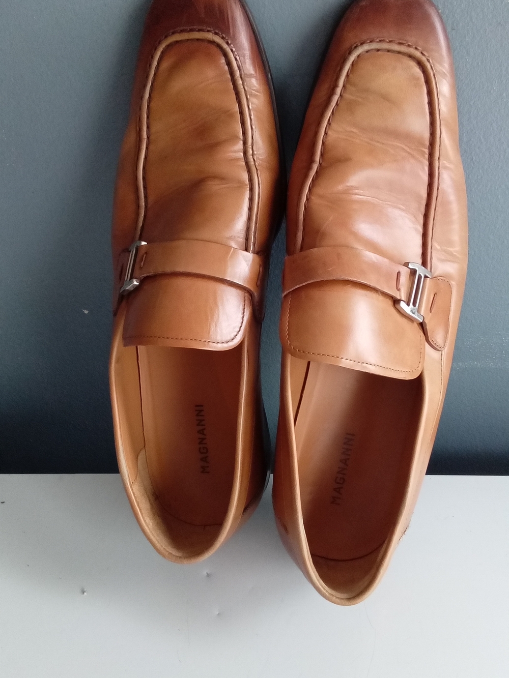 Magnanni Cognac Leather Bit Loafers